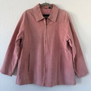 Vintage Phase Two Genuine Suede Leather Pink‎ Zip Up Jacket Women's 2X